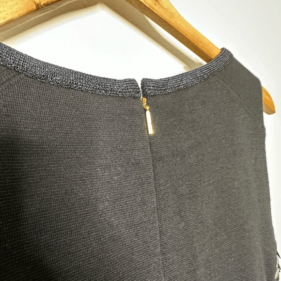 TORY BURCH Wool Sheath SEQUIN Dress Navy Blue black paneled womens s SMALL - Picture 5 of 8